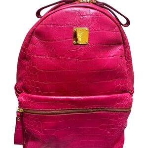 MCM Croc Embossed Pink full size Back Pack